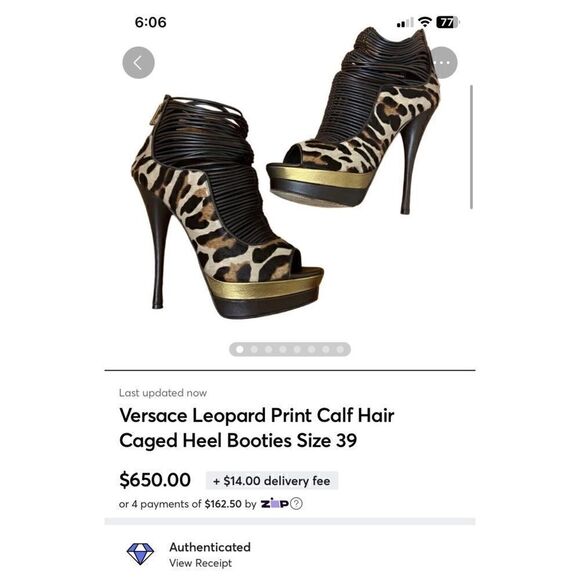 Versace Leopard Print Calf Hair Caged Heel Booties Size 39 - Picture 10 of 11